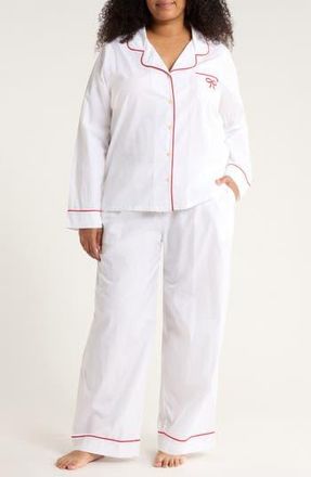 Nordstrom Classic Cotton Pajamas in White- Red Bow at Nordstrom Rack, Size 3X