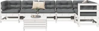 vidaXL Vidaxl - Juego De Sof&aacute;s De Jard&iacute;n 7 Pzas Madera Maciza De Pino Blanco