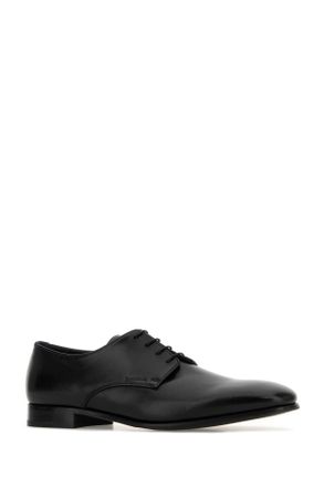 Prada Mens Black Ovine Leather Lace-Up Shoes Nero Scarpe Stringate