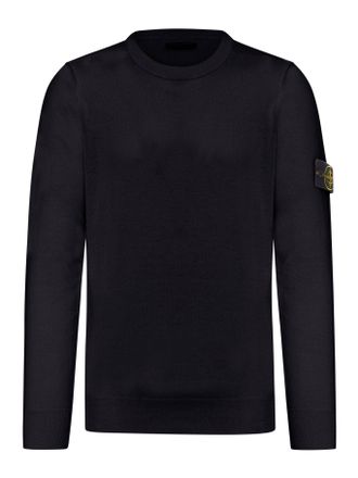 Stone Island CREW NECK SWEATER WITH BADGE BLACK - Stone Island - Man