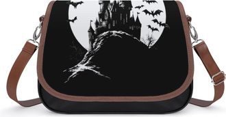 Generic Old Gothic Castle Womens Crossbody Bag Fashion Shoulder Handbags Message Tote Bag with Adjustable Strap