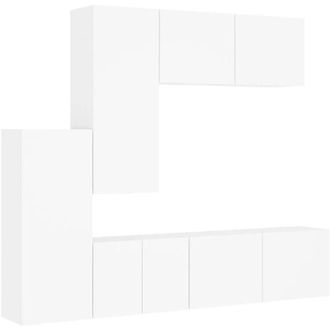 vidaXL Muebles De Tv De Pared 5 Piezas Madera De Ingenier&iacute;a Blanco Vidaxl
