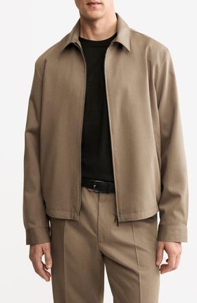 Mango Wool Zip Front Jacket in Caramel at Nordstrom, Size Large