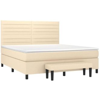vidaXL Vidaxl - Cama Box Spring Con Colch&oacute;n Tela Color Crema 180x200 Cm