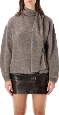 The Garment Integrated Scarf High-Neck Knit Sweater