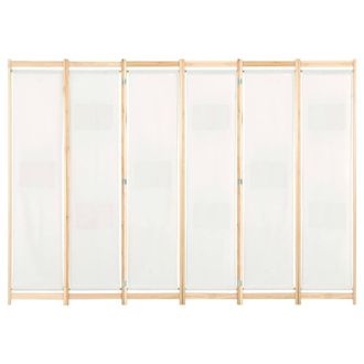 Berkfield Home 6-Panel Room Divider Cream 240x170x4 cm Fabric | Size: 240 x 170 x 4 cm