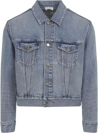 Fear of God Light Indigo Blue Cotton Trucker Jacket With Overwashed Effect