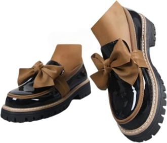 Generic Loafers Shoes for Women,Womens Patent Loafers with Bow,Casual Slip On Leather Loafer,Womens Loafer Thick Sole Loafer Lug Sole Comfortable Shoes,Busine