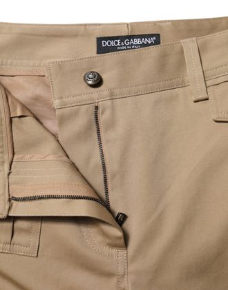 Dolce & Gabbana Beige Mid Waist Cargo Tapered Womens Pants
