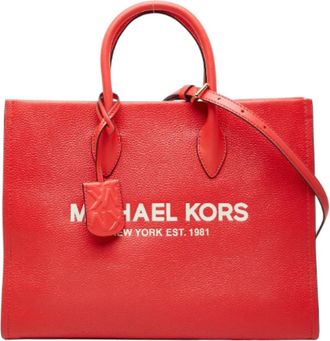 Michael Kors Red Color Leather Handbag Shoulder Bag Tote Bag (Pre-Owned)