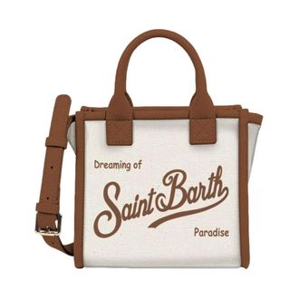 MC2 Saint Barth Handbags, female, White, Size: ONE SIZE Mini Hand Bag With Leather Shoulder Strap