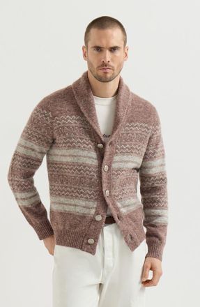 Brunello Cucinelli Alpaca, cashmere and wool nordic jacquard cardigan in Red at Nordstrom, Size 48 It