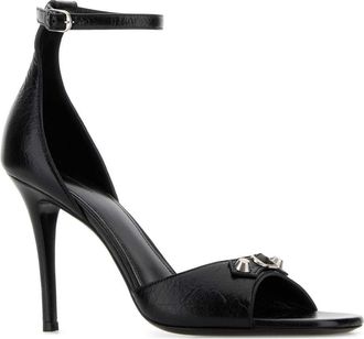 Balenciaga Womens City Up Sandal Black Domesticated Lamb Heels