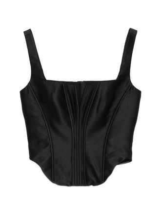 Self Portrait Black Taffeta Corset Top