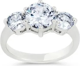 Sterling Forever Nia 3-Stone Cubic Zirconia Ring in Silver at Nordstrom, Size 7