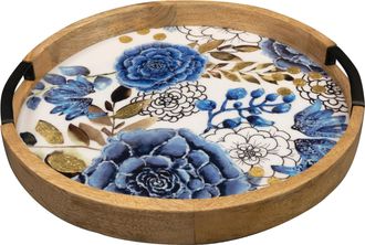 Jelmoli-Shop Tablett »CHALET Dutch Ø 35 Blau« Holzart: Mango (Indien)