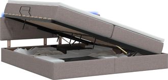 vidaXL Cama De Almacenamiento Led Con Colch&oacute;n Topo 200 X 200 Cm Tela Vidaxl