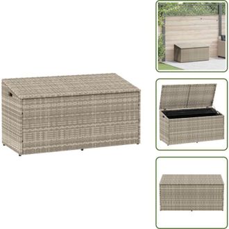 vidaXL The Living Store Baule da Giardino Grigio Chiaro 110x50x58 cm in Polyrattan - Armadio da giardino