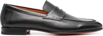 Santoni leather penny loafers - men - Calf Leather/Calf Leather/Calf Leather - 7 1/2 - Black