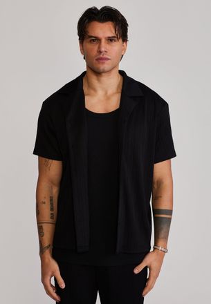 Siksilk Camisa Texturizada Negra para Hombres XXL