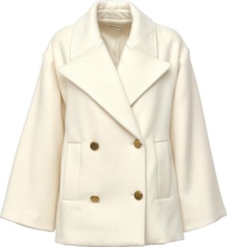 P.A.R.O.S.H. Double-Breasted Caban Belted Wool Peacoat