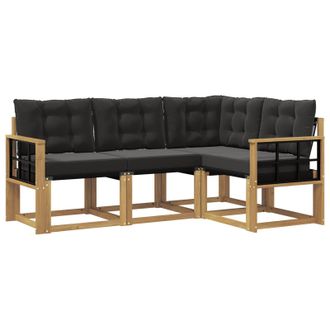 vidaXL Conjunto De Sof&aacute;s De Exterior Con Coj&iacute;n 4 Pcs Blanco Y Negro Vidaxl