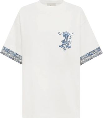 Alemais embroidered-cuff t-shirt - White