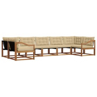vidaXL Conjunto De Sof&aacute;s De Exterior Con Coj&iacute;n 7 Pcs Natural Y Beige Vidaxl