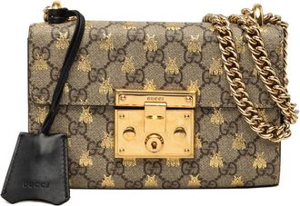 Gucci Pre-owned Gucci Small GG Supreme Bee Padlock Crossbody Ladies 96HOINKEBZCU76V6