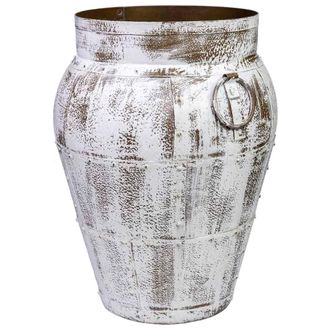 Wanderlust Deco Jarr&oacute;n De Metal Envejecido Blanco 45x45x60h Cm