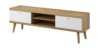 AKL FURNITURE Mueble para TV efecto madera Crema y Blanco