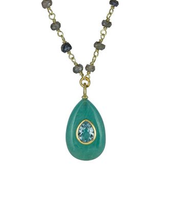 Rachel Reinhardt Jewelry 14K Over Silver Gemstone Wire Wrap Chain Necklace