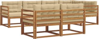 vidaXL Conjunto De Sof&aacute;s De Exterior 8 Uds. Natural Y Beige Vidaxl