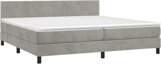 vidaXL Vidaxl - Cama Box Spring Colch&oacute;n Y Led Terciopelo Gris Claro 200x200 Cm