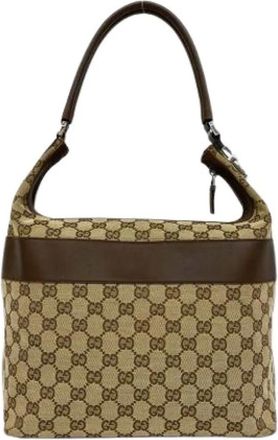Gucci Pre-owned Schoudertote Tas - Dames - Vintage Schoudertas - Bruin - ONE Size - Leer - Vintage