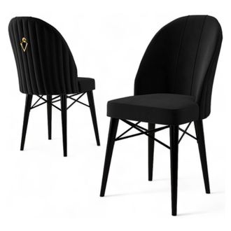 Dmora Silla Perillis, 6 Sillas, Acolchadas, Peso Soportado 120 Kg, Negro