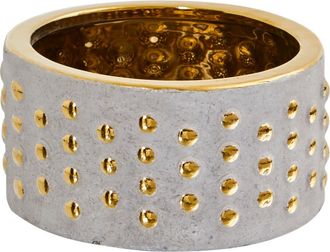 Nearly Natural 6.75-in Regal Stone Hobnail Planter with Gold Accents in Gray at Nordstrom