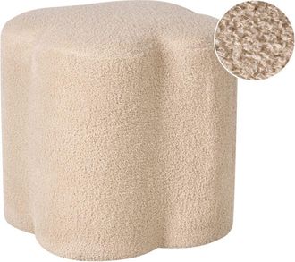 Beliani Puf Suave Con Forma De Tr&eacute;bol Reposapi&eacute;s Boucl&eacute; Accesorio Sala De Estar Dormitorio Beige Mancos
