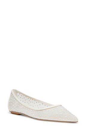 Stuart Weitzman Emilia Mesh Flat in White/Frosted White/ at Nordstrom Rack, Size 6.5