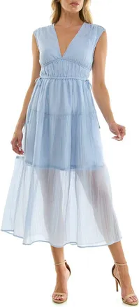 Socialite Crinkle Woven Semisheer Midi Dress in Dusty Blue at Nordstrom Rack, Size X-Large