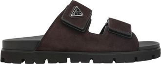 Prada Sliders, male, Brown, Size: 10 1/2 US Sandali