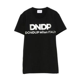 Dondup Tops, Heren, Zwart, XL, Katoen, Slim-fit T-shirt met ronde hals