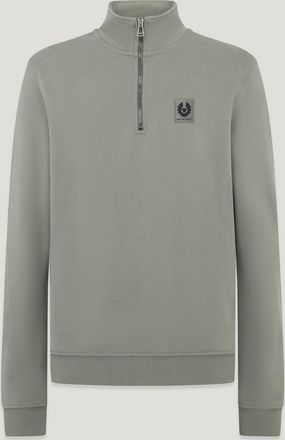 Belstaff Quarter Zip Sweatshirt Mens Cotton Fleece Sage Green Size 2XL