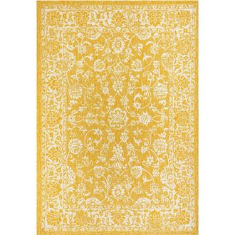 Jonathan Y Designs Tela Bohemian Textured Weave Floral Indoor/Outdoor Area Rug in Yellow/cream at Nordstrom, Size 3Ft 0In X 5Ft 0In