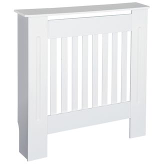 HOMCOM MDF Radiator Cover Wooden Cabinet Shelving Home Office Vertical Slatted Vent - White | TJ Hughes