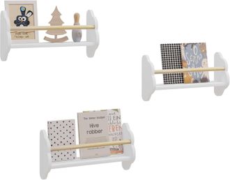 Woltu Librer&iacute;a Montada En La Pared Para Ni&ntilde;os. Con Estantes Para Ni&ntilde;os 45x12.7x23 Cm De Blanco - Woltu