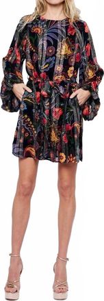 Ciebon Odette Bubble Sleeve Mini Dress In Black Multi