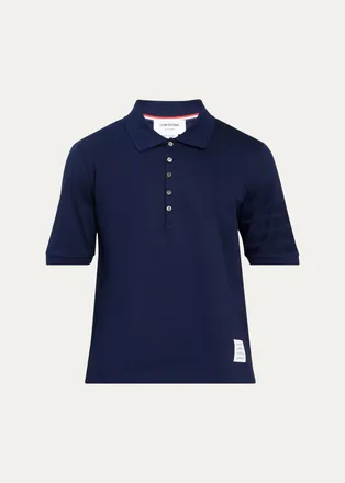 Thom Browne Mens Cotton 4-Bar Sleeve Name Applique Polo Shirt