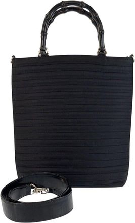 Gucci Black Nylon Bamboo Tote (Authentic Pre-Loved)