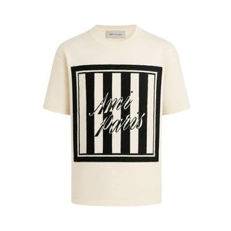 Ami Boxy SS T-Shirt With Sewn Scarf - male - Ami Paris - T-Shirts - Beige - L - Tops
